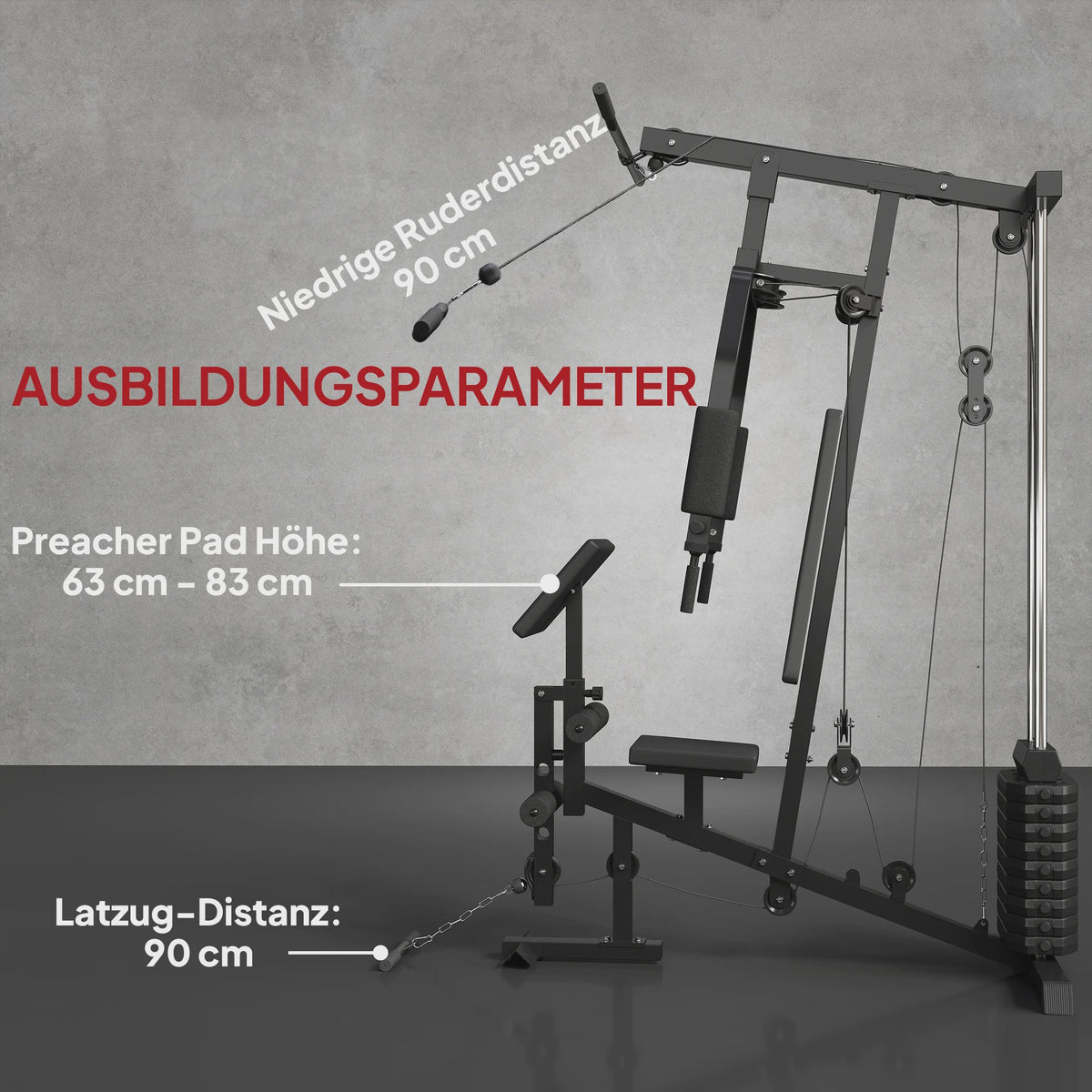 HOMCOM Krachtstation Fitness Station Multigym - Zwart