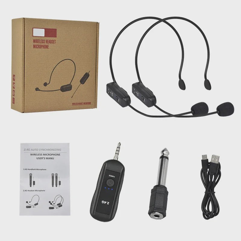 Draadloze Hoofdtelefoon Microfoon Set 2.4G - Draagbaar & Flexibel voor Sprekers, Docenten & Gidsen