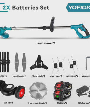 YOFIDRA Accu Grasmaaier & Trimmer - 100-135cm Verstelbaar - Makita 21V Batterij Compatibel
