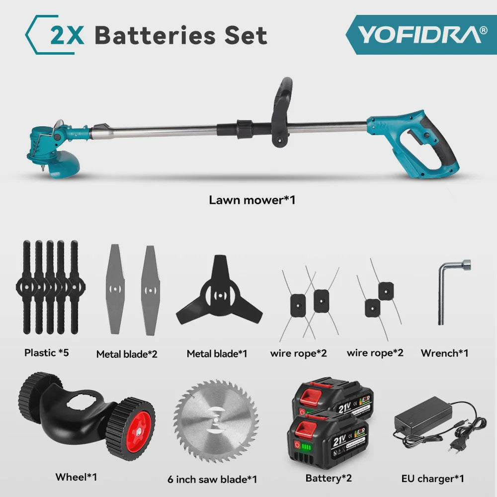 YOFIDRA Accu Grasmaaier & Trimmer - 100-135cm Verstelbaar - Makita 21V Batterij Compatibel