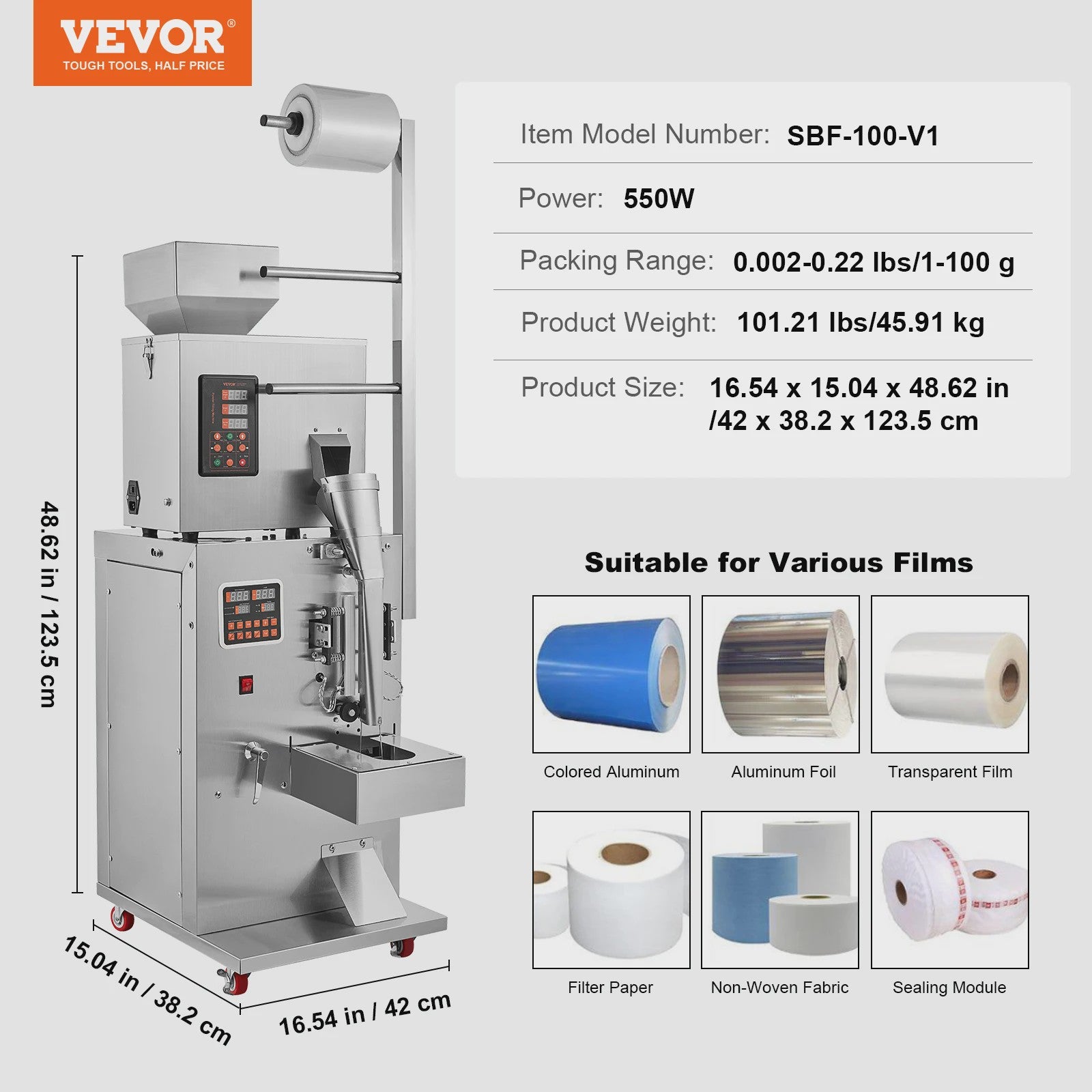 Automatische Verpakkingsmachine voor Poeder & Granulaat (1-100g)