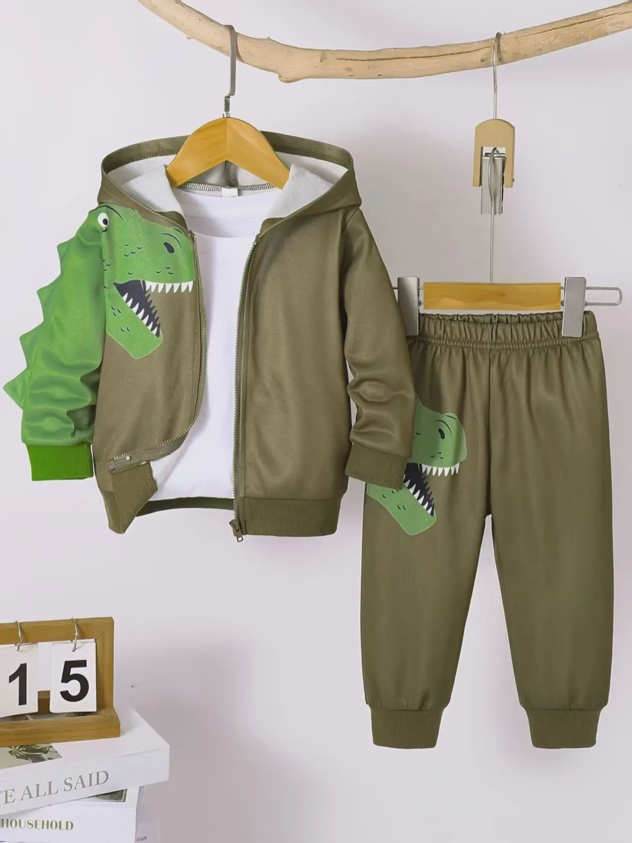 Schattige Dinosaurus Set voor Baby Jongens - Lente/Herfst Jas met Broek