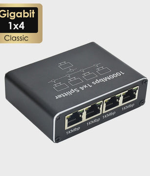 Gigabit 1x4 Ethernet Splitter 1000Mbps RJ45 LAN - Verdeel Internet naar 4 Apparaten