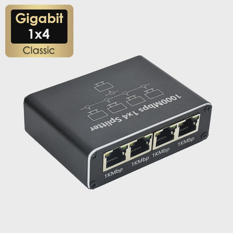 Gigabit 1x4 Ethernet Splitter 1000Mbps RJ45 LAN - Verdeel Internet naar 4 Apparaten