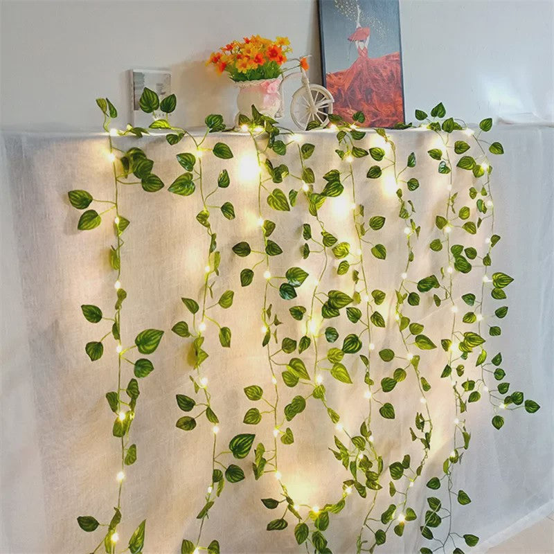 Decoratieve Slingerlampen met Kunstmatige Groene Bladeren - Batterijgevoed