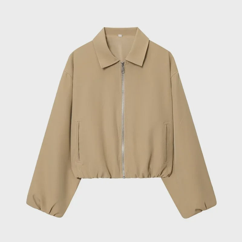 Dames Cropped Bomberjack - Lichtgewicht Demi-Season Jas met Rits