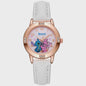 Schattig Stitch Kinderhorloge met Leren Band en Kristallen Wijzerplaat - Perfect Cadeau