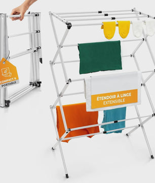 3-Laags Opvouwbaar Kledingrek - Zwart/Wit - Voor Binnen & Buiten
