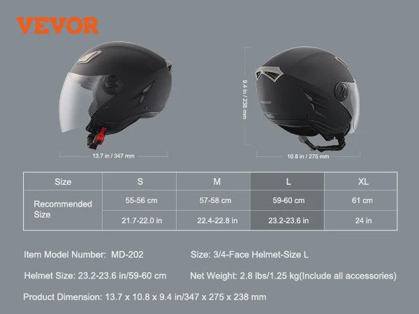 SucceBuy 3/4 Motorhelm - ABS & Hoge Dichtheid met Verwisselbaar Vizier