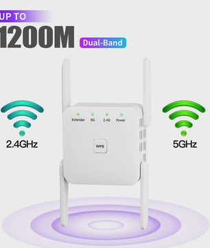 AC1200 WiFi Repeater Extender - 5GHz & 2.4GHz Dual-Band Booster voor Langere Afstand