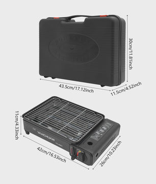 Draagbare Gas BBQ Grill & Kooktoestel - 2.2KW Outdoor Camping LPG/Butaan met Koffer