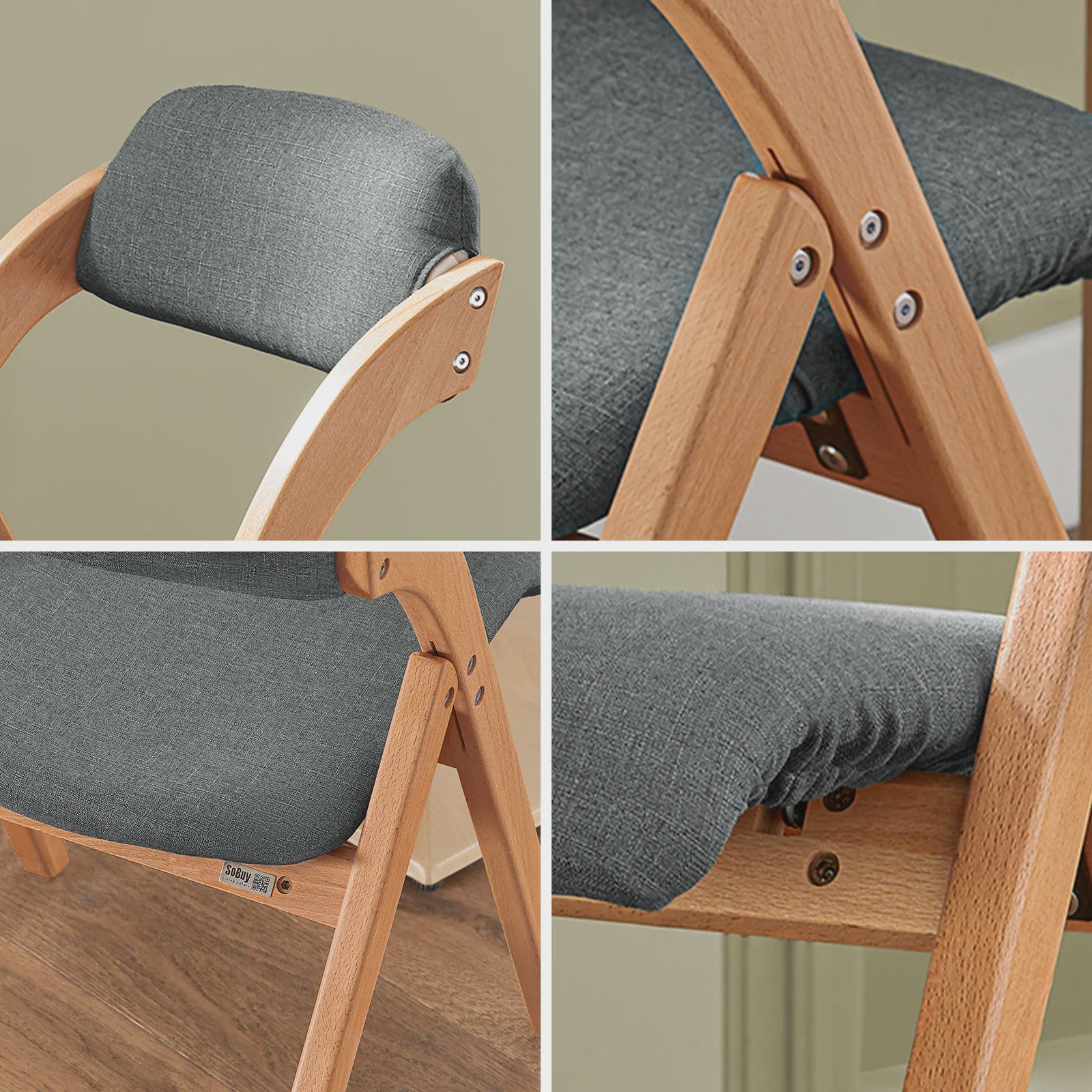 Opvouwbare Keukenstoelen met Gestoffeerde Zitting en Rugleuning - Set van 2
