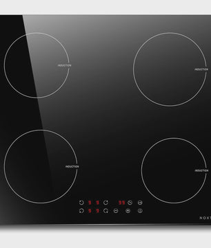 NOXTON Inductie Kookplaat 60cm - 4 Zones, Touch Control, Veiligheidslot & Timer - Zwart