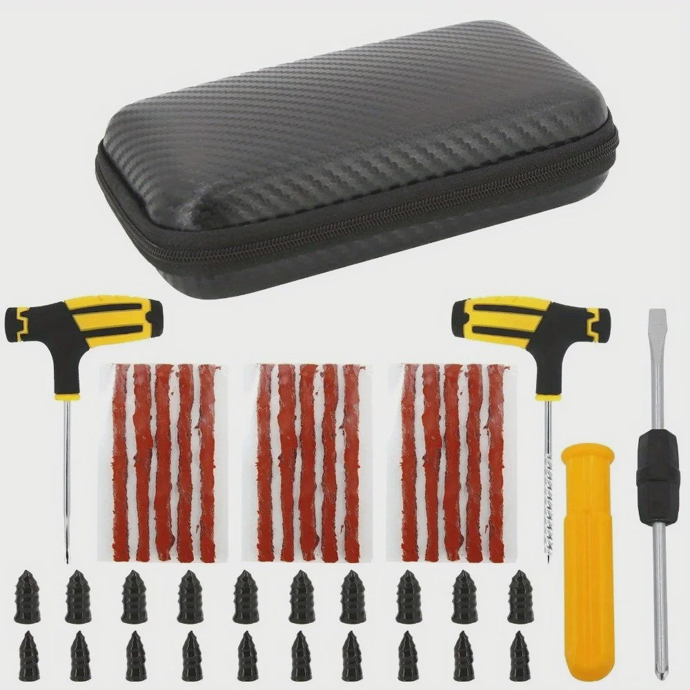 Universele Bandenreparatieset met Gereedschap en Plakstrips - Noodreparatie voor Auto, Motor, Fiets