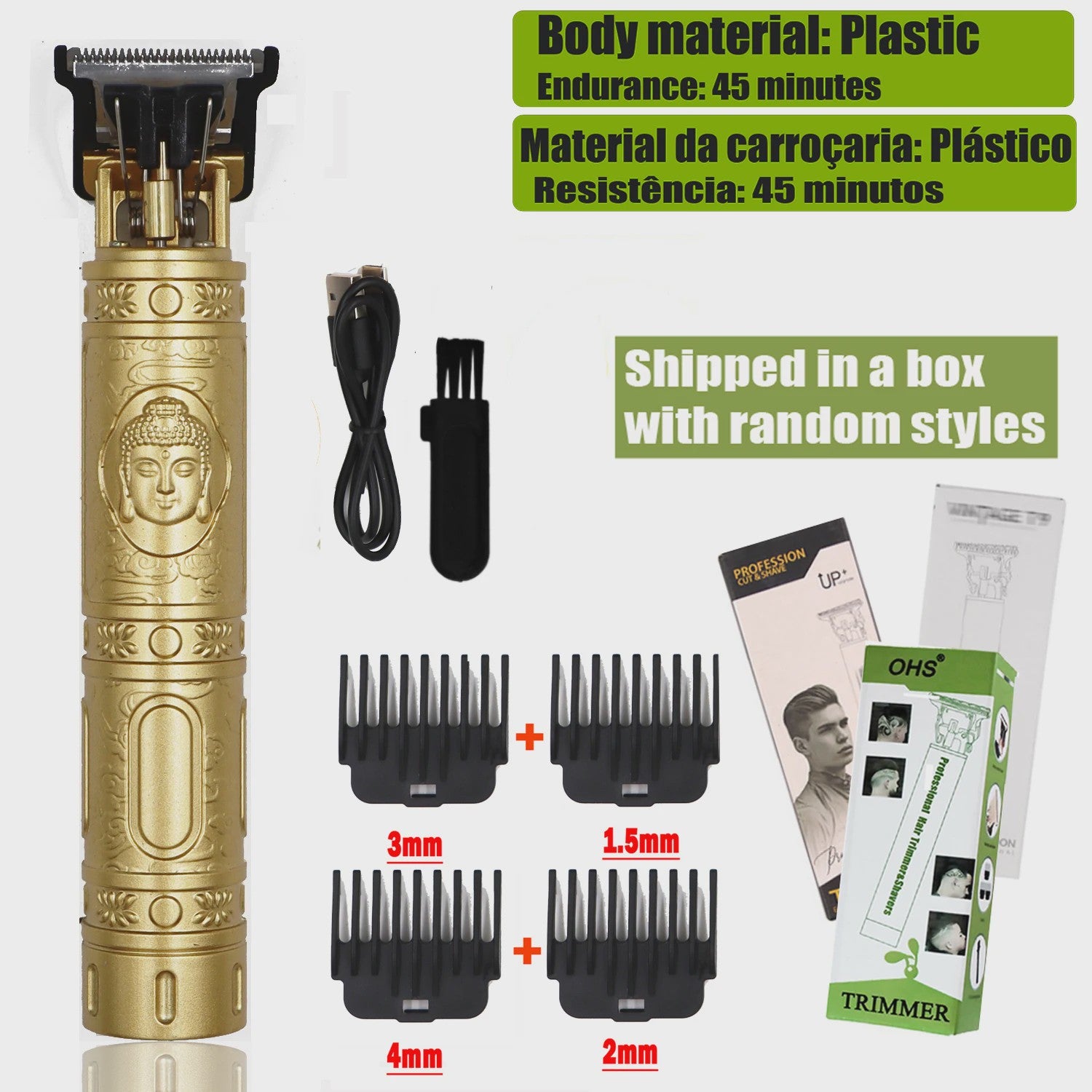 OHS Vintage Oplaadbare T9 Baardtrimmer & Haarsnijmachine - Professionele Draadloze Scheerapparaat voor Mannen