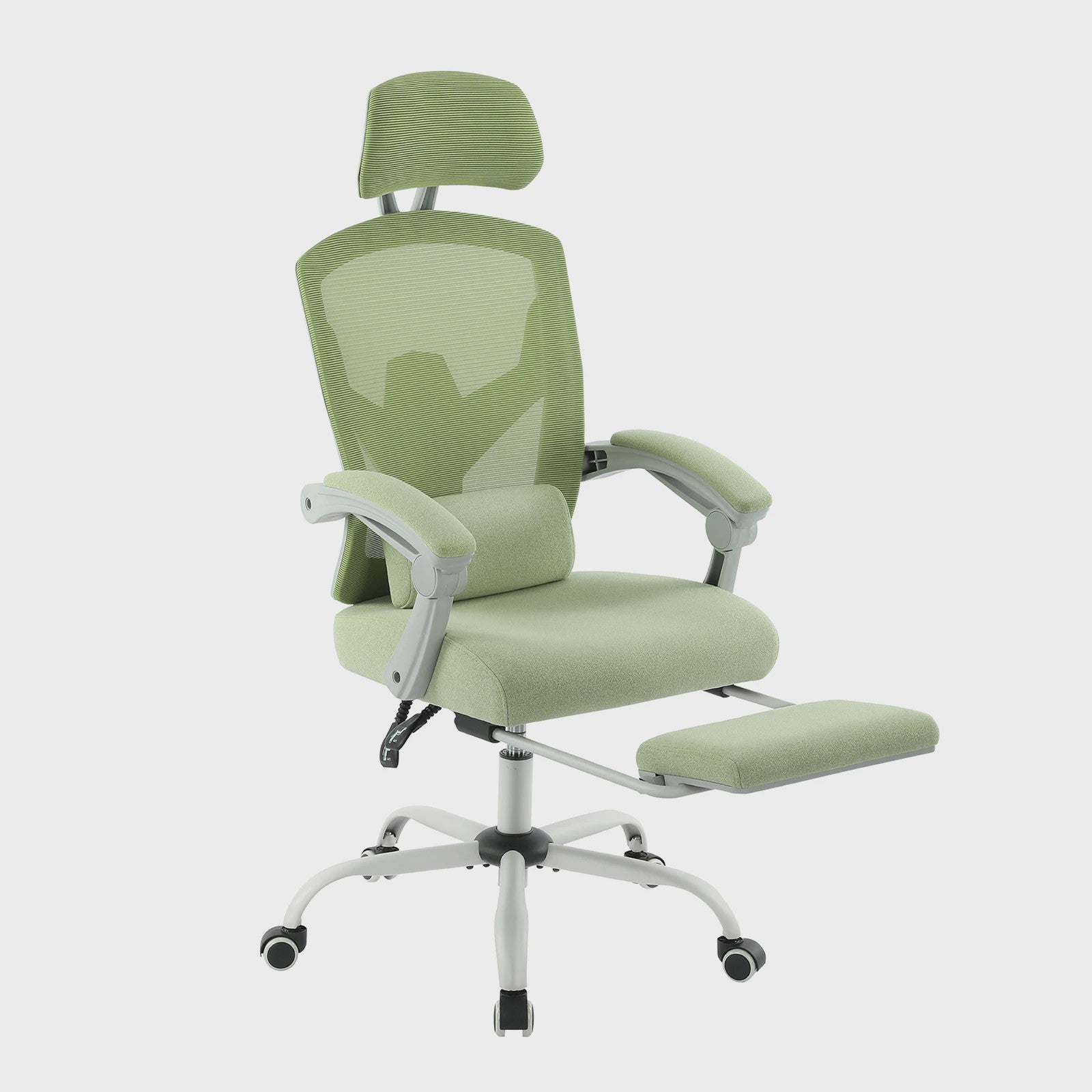 Ergonomische bureaustoel met lendesteun, kantelfunctie en voetensteun