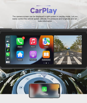 Podofo 8.1" Motorfiets Dashboard: Smart Player met CarPlay, Android Auto & Navigatie