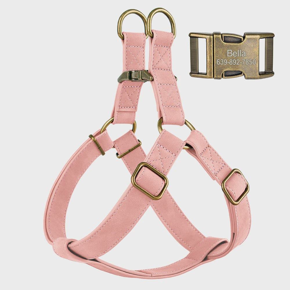 Luxe PU Leder Hondentuig met Leash en Gepersonaliseerde ID Gesp - Duurzaam voor Kleine & Middelgrote Honden