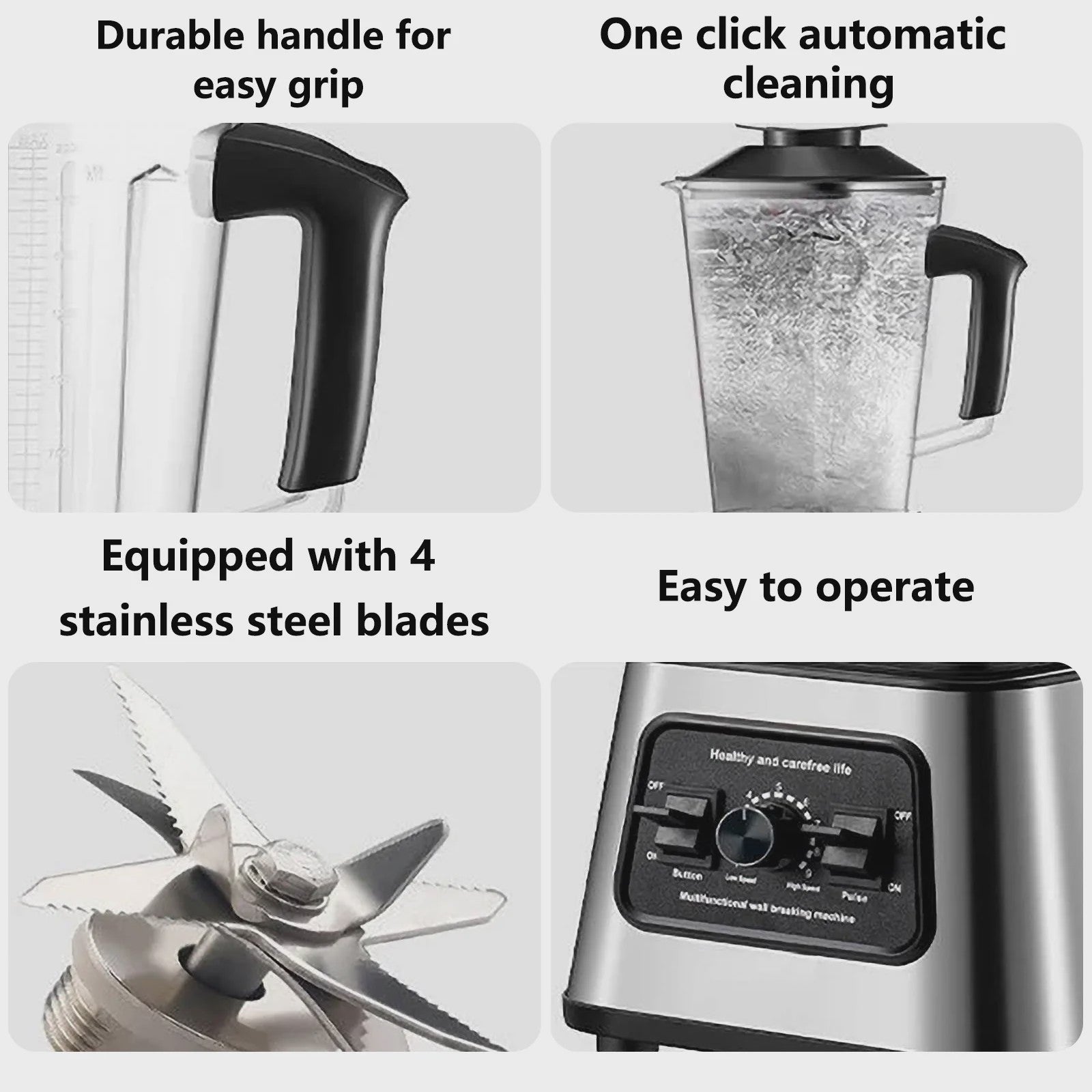 Professionele 2-in-1 Blender: 800W, 27000RPM, 2L+0.5L Dubbele Jars, IJs Crushen, Malen & Smoothies