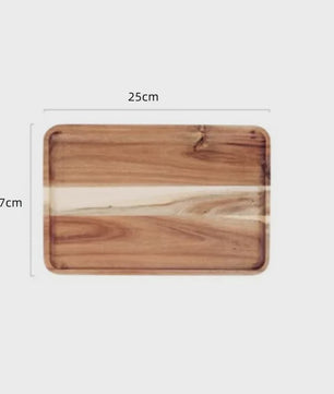 Acacia Houten Serveerschaal - Natuurlijk Hout, Perfect voor Snacks, Fruit & Thee