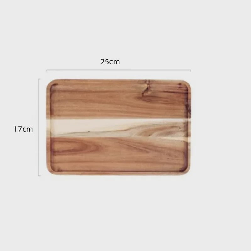 Acacia Houten Serveerschaal - Natuurlijk Hout, Perfect voor Snacks, Fruit & Thee