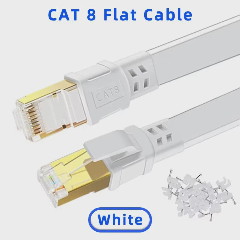 Cat 8 Ethernet Kabel 40Gbps Hoge Snelheid Platte Netwerkkabel met Vergulde RJ45