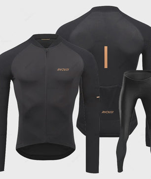 Heren Fietsset Lange Mouw Jersey met Bib Pants - Ademend en Comfortabel