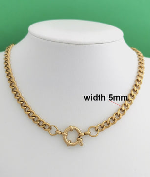 Gouden Roestvrij Stalen Ketting met Sailor Sluiting - Unisex Choker