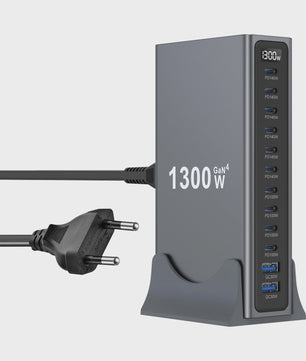 1300W GaN Desktop Snellader Station met Meerdere USB-C Poorten voor Laptops, Tablets & Smartphones