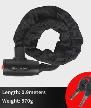 WEST BIKING Anti-diefstal Fietsketting Slot - Robuust & Veilig met 2 Sleutels