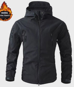 Heren Softshell Fleece Outdoor Jas met Capuchon - Winddicht & Warm voor Camping, Hiking, Jagen