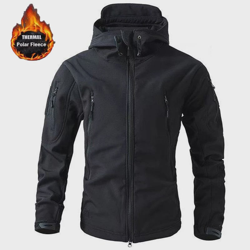 Heren Softshell Fleece Outdoor Jas met Capuchon - Winddicht & Warm voor Camping, Hiking, Jagen