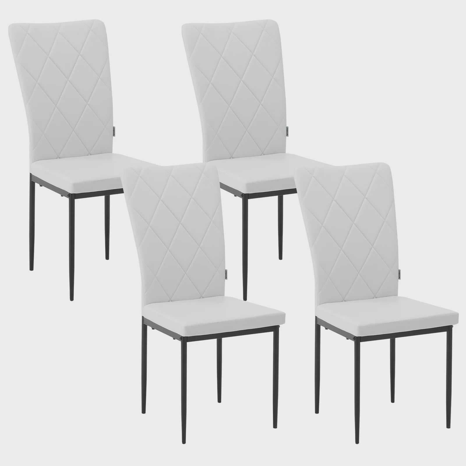 Set van 4 Luxe Eetkamerstoelen met Hoge Rugleuning - Gestoffeerd Velours & Stalen Poten