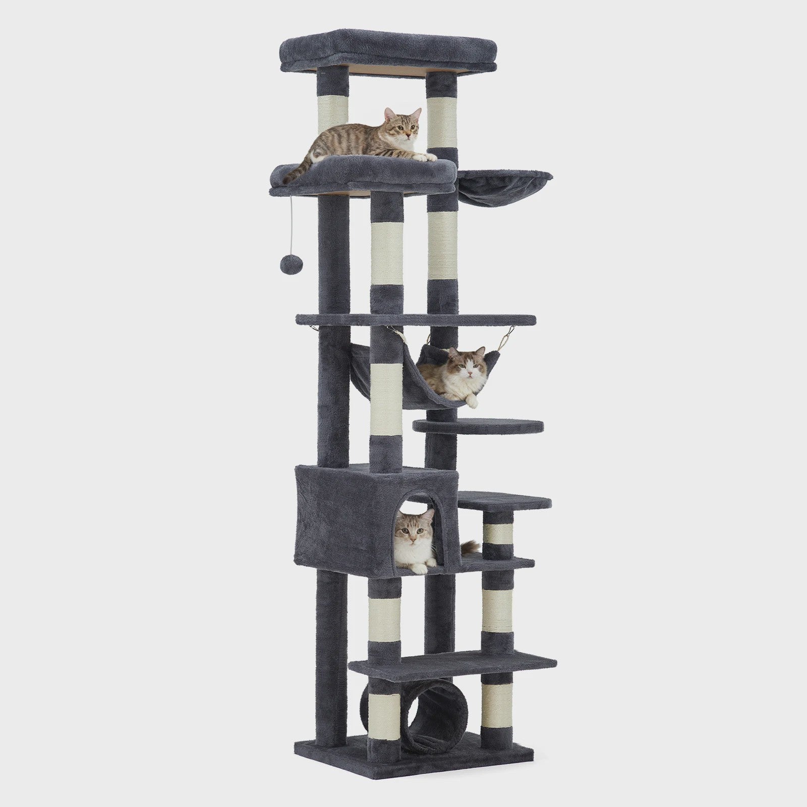 Luxe Multi-Level Kattenboom met Krabpalen, Hangmat en Speeltjes - Ideaal voor Grote Katten
