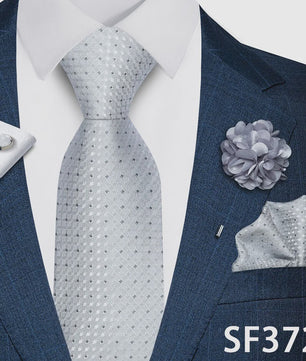 Luxe Heren Set: Paarse Paisley Stropdas, Manchetknopen, Pochet & Boutonnière - 8cm Breed