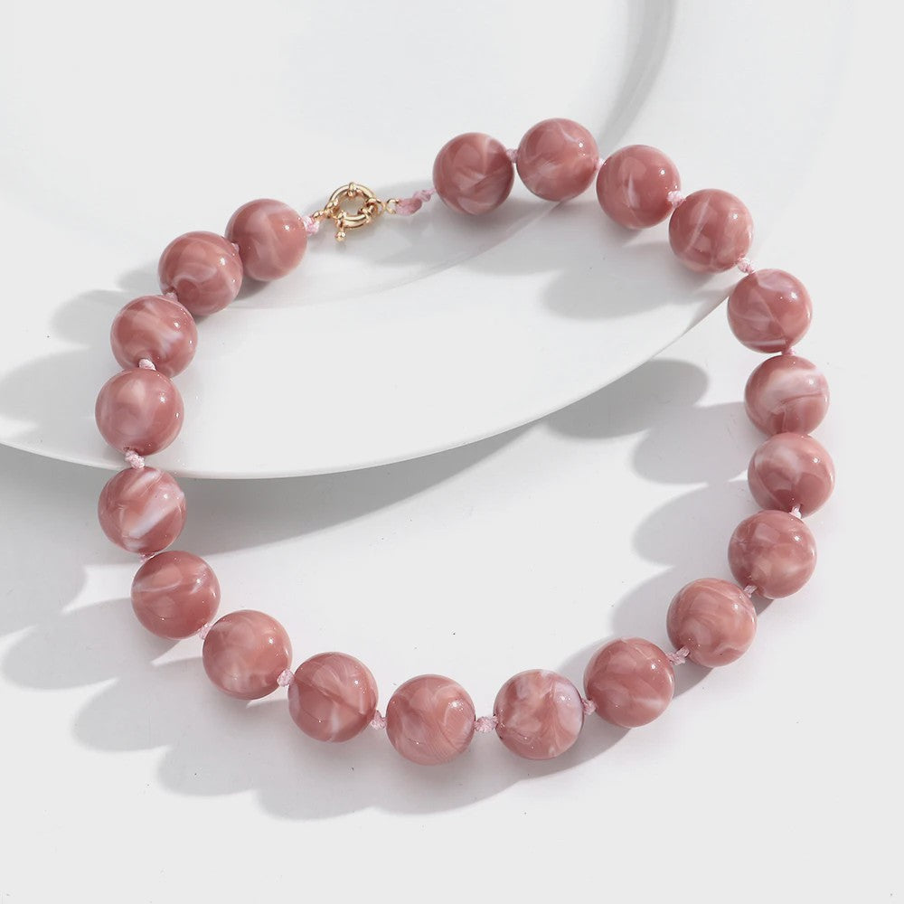 Trendy Multicolor Statement Ketting met Grote Ronde Kralen - Handgemaakt