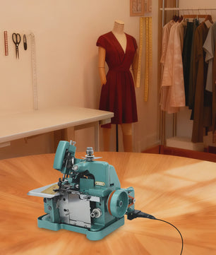 150W Elektrische Overlock Machine - Desktop Model met Voetpedaal, 3000 Steken/min, Verstelbare Breedte