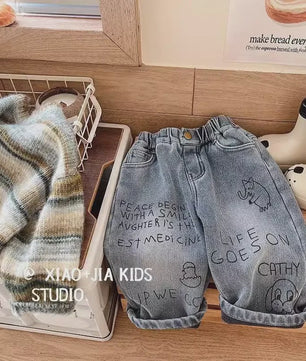 Jongens Denim Spijkerbroek met Elastische Taille en Zijzakken - Casual Lente/Herfst