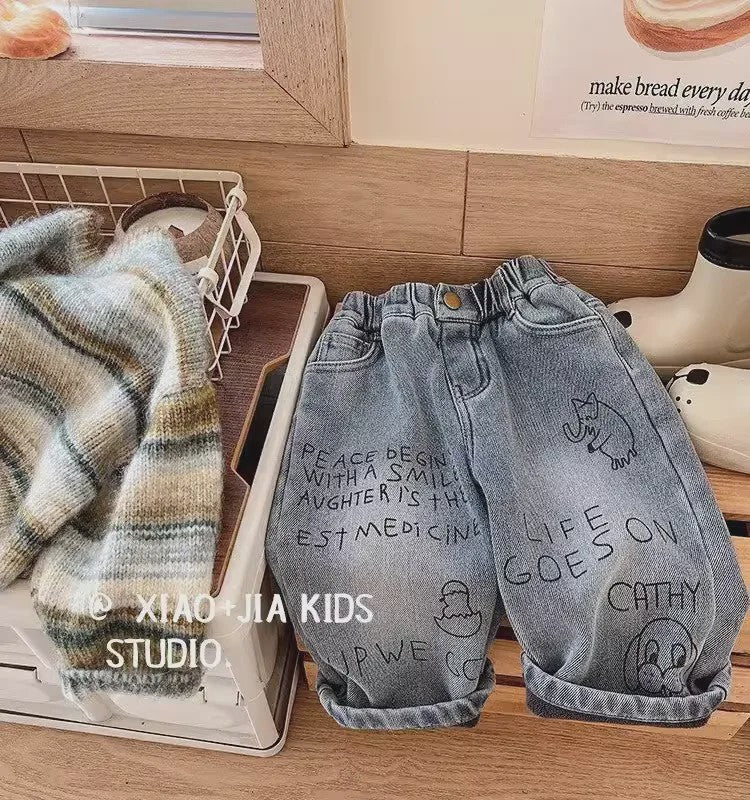 Jongens Denim Spijkerbroek met Elastische Taille en Zijzakken - Casual Lente/Herfst