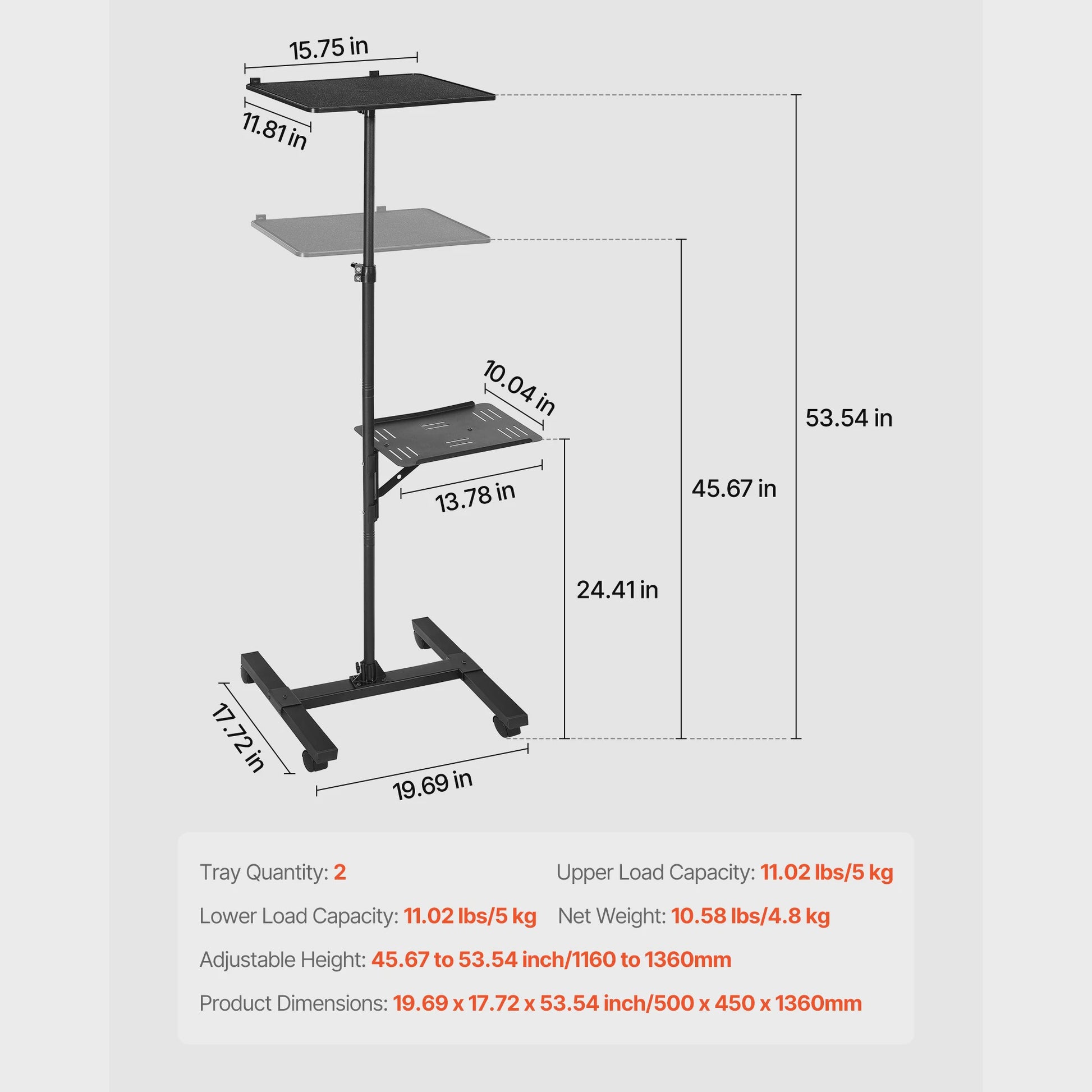 Verstelbare Projector Vloerstandaard met Tray - Ideaal voor Thuis, Kantoor & Studio