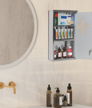Afsluitbare Medicijnkast RVS met Kruis - Wandmontage - 2/3/4 Laags - Zwart of Zilver
