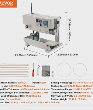Continue Bandsealer 6-12mm Breedte - Professionele Plastic Verpakking Machine