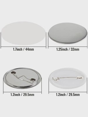 Set van 200/500 Button Badge Onderdelen: Metaal & Plastic Pin Badges in 25/32/58/75mm