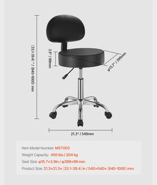 Verstelbare Werkkruk met Wielen - Hoge Capaciteit & Comfort - Ideaal voor Salon, Spa, Kliniek