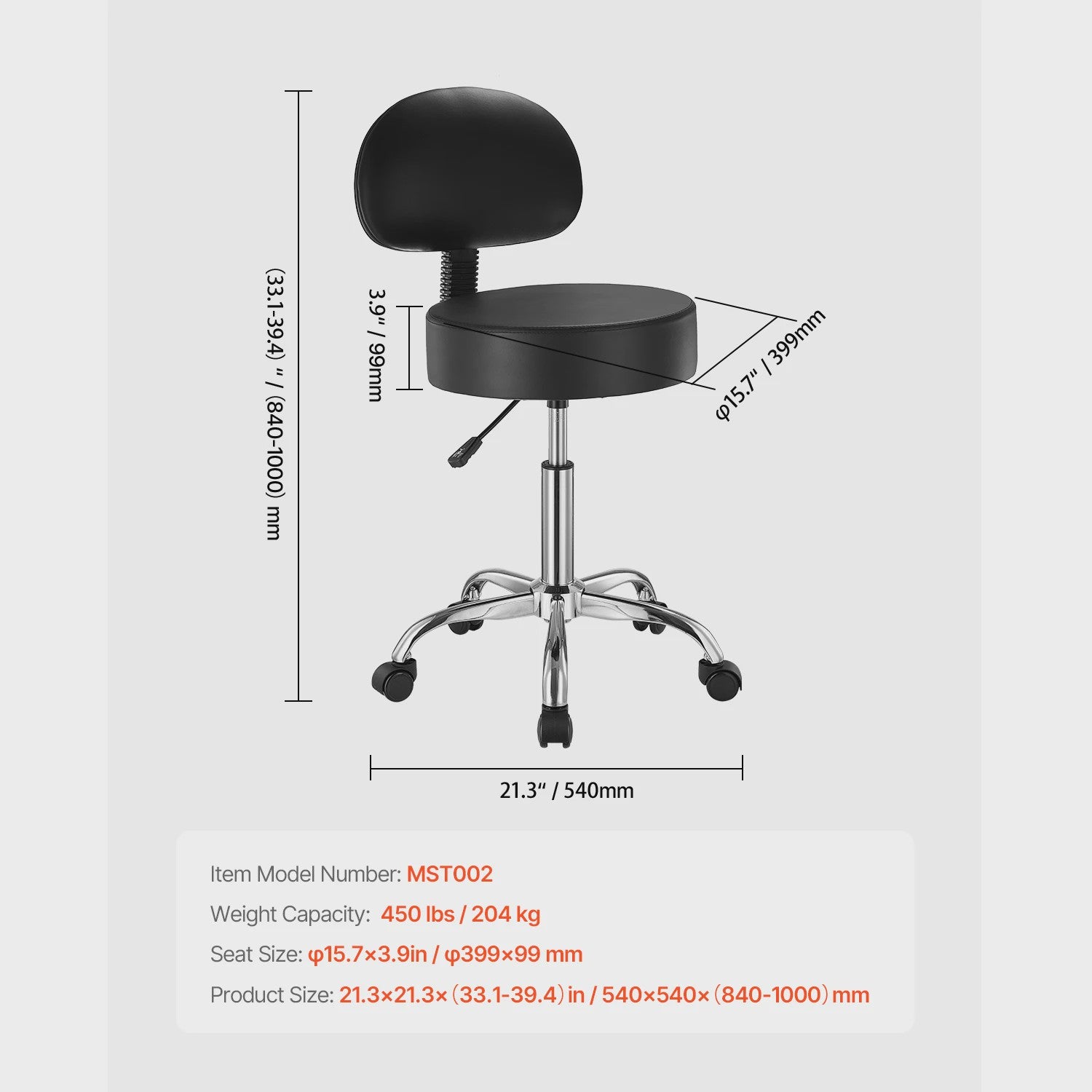 Verstelbare Werkkruk met Wielen - Hoge Capaciteit & Comfort - Ideaal voor Salon, Spa, Kliniek