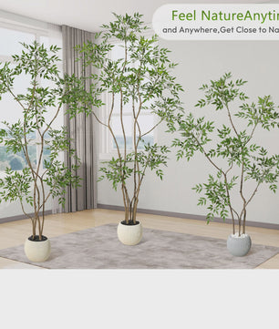 Kunstplant Nandina - Stijlvolle Vloerplant in Grijze Pot voor Binnen