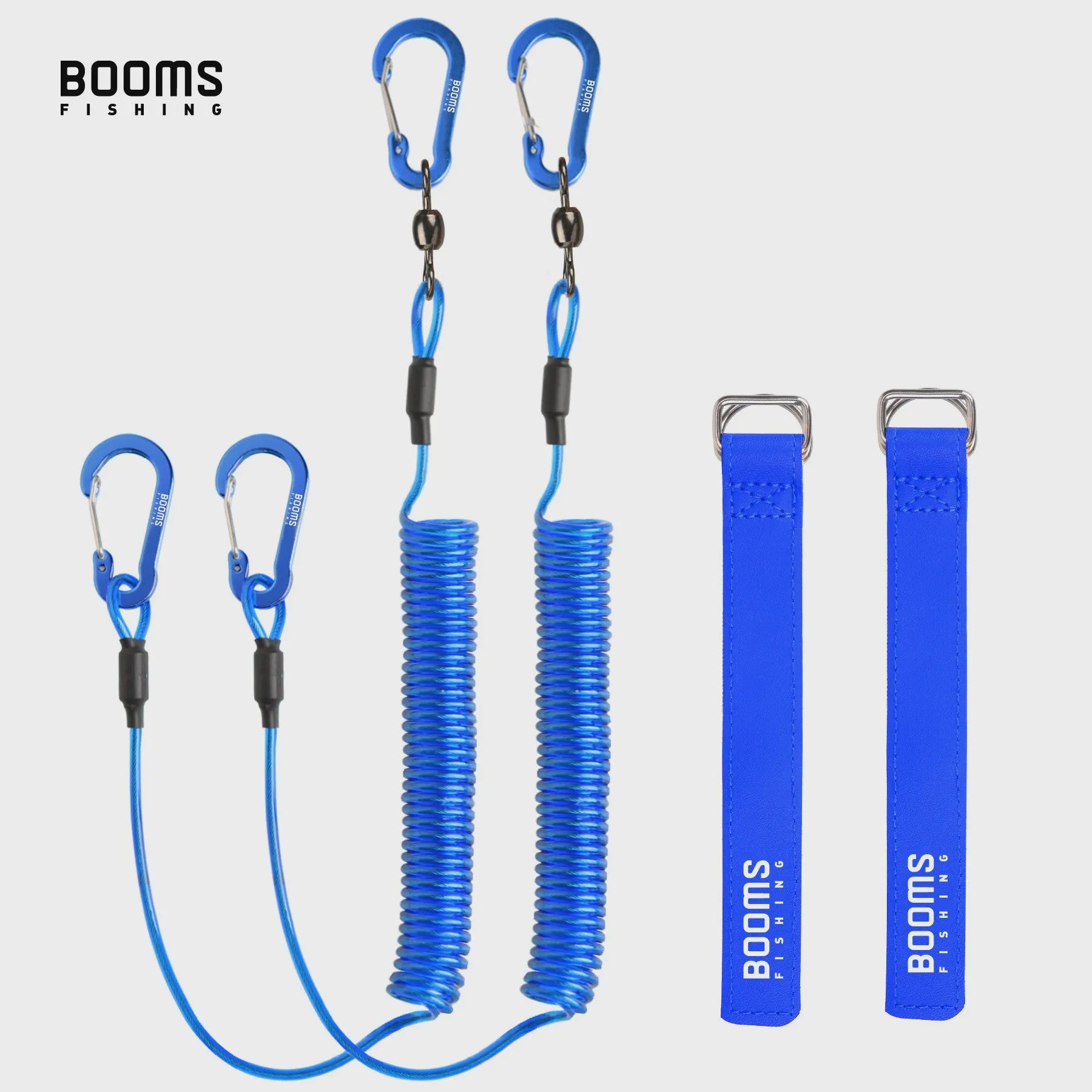 Booms Fishing T02RB1 Hengel Lanyard - 2M Elastisch, Heavy Duty voor Vissen & Kajak (4 stuks)