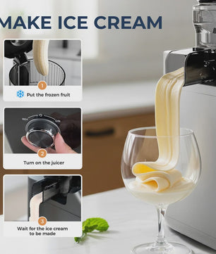 ROUNY Slowjuicer - Filter-vrij, 130mm Brede Vulopening, Makkelijk Reinigen, voor Sapjes & IJs