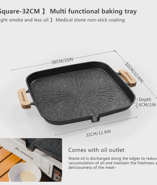Vierkante BBQ Grill Pan - Non-stick & Draagbaar voor Buiten & Binnen