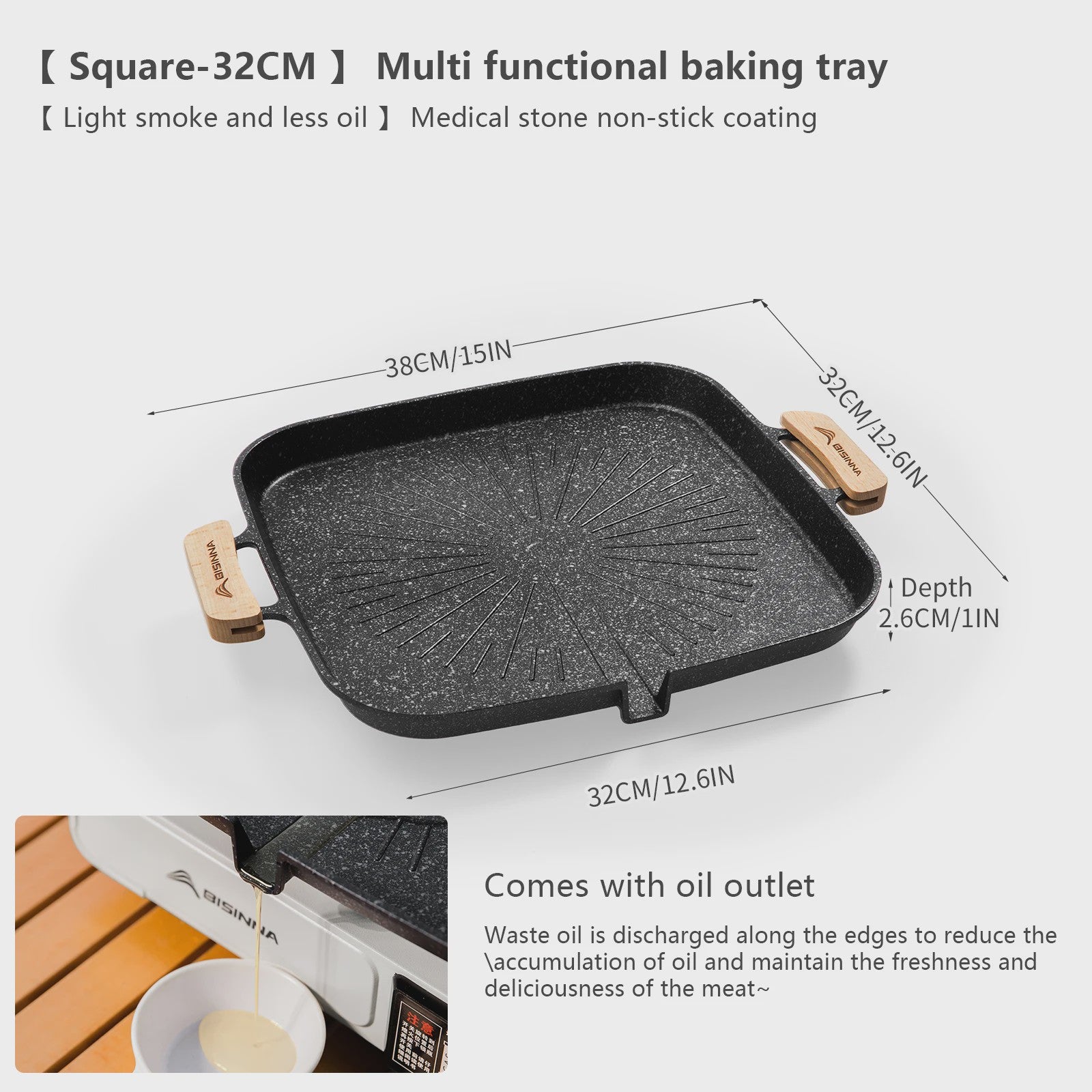 Vierkante BBQ Grill Pan - Non-stick & Draagbaar voor Buiten & Binnen